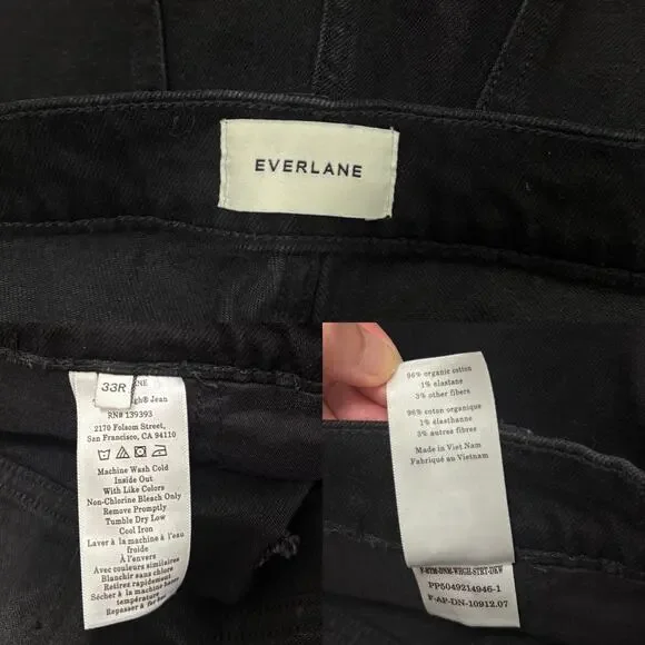 Everlane The Way High Straight Jeans in Black 27” inseam size 33R - Picture 2 of 7
